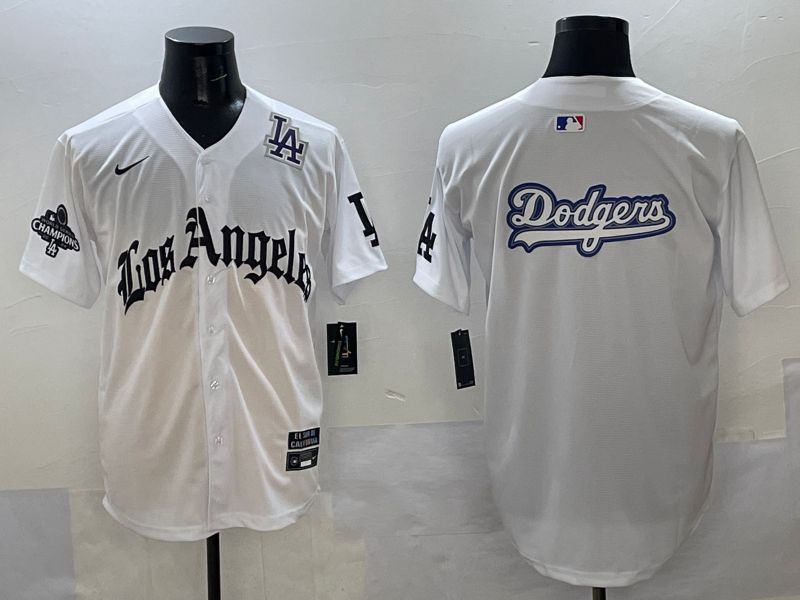 Men Los Angeles Dodgers Blank White Five generations Joint Name 2025 Nike MLB Jersey style 59